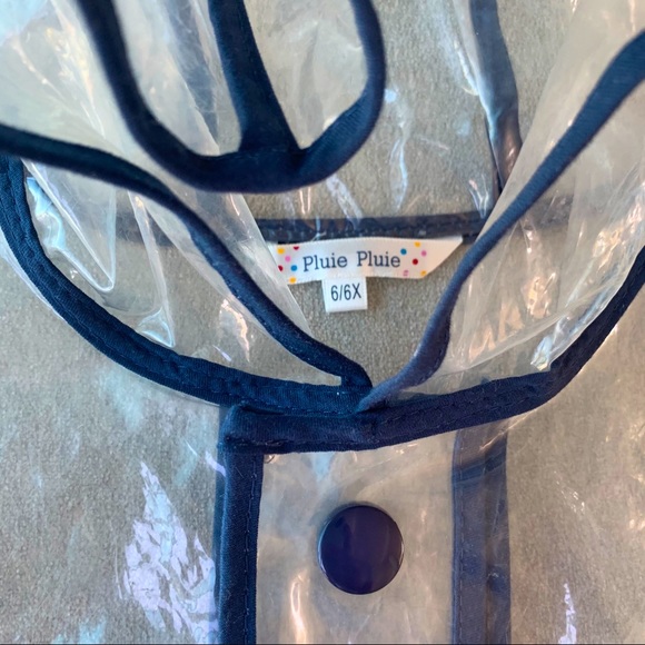 Pluie Pluie Navy Trim Transparent Raincoat. 6X. - Picture 3 of 5